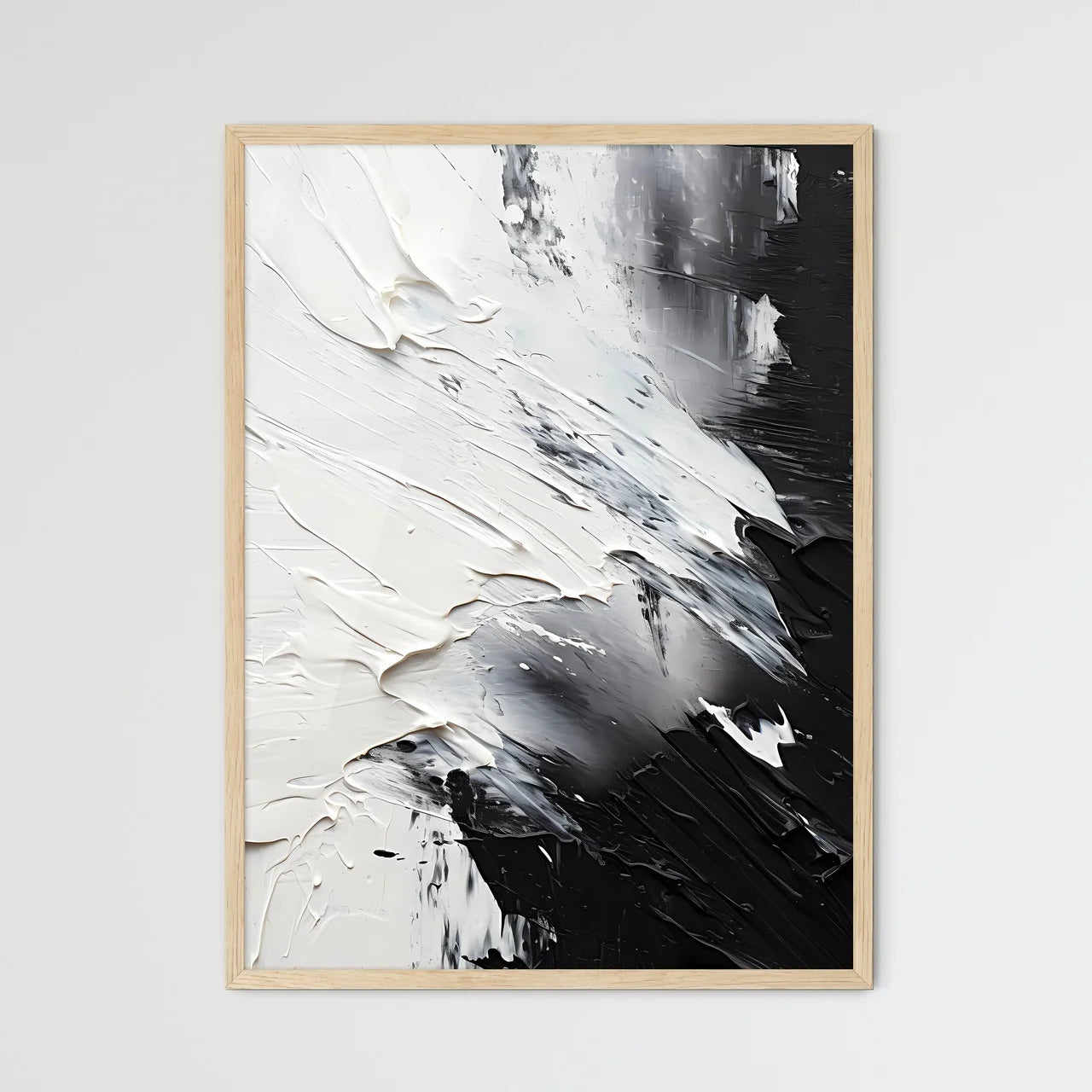 White And Black Paint On A Surface Art Prin - Framed Art Print