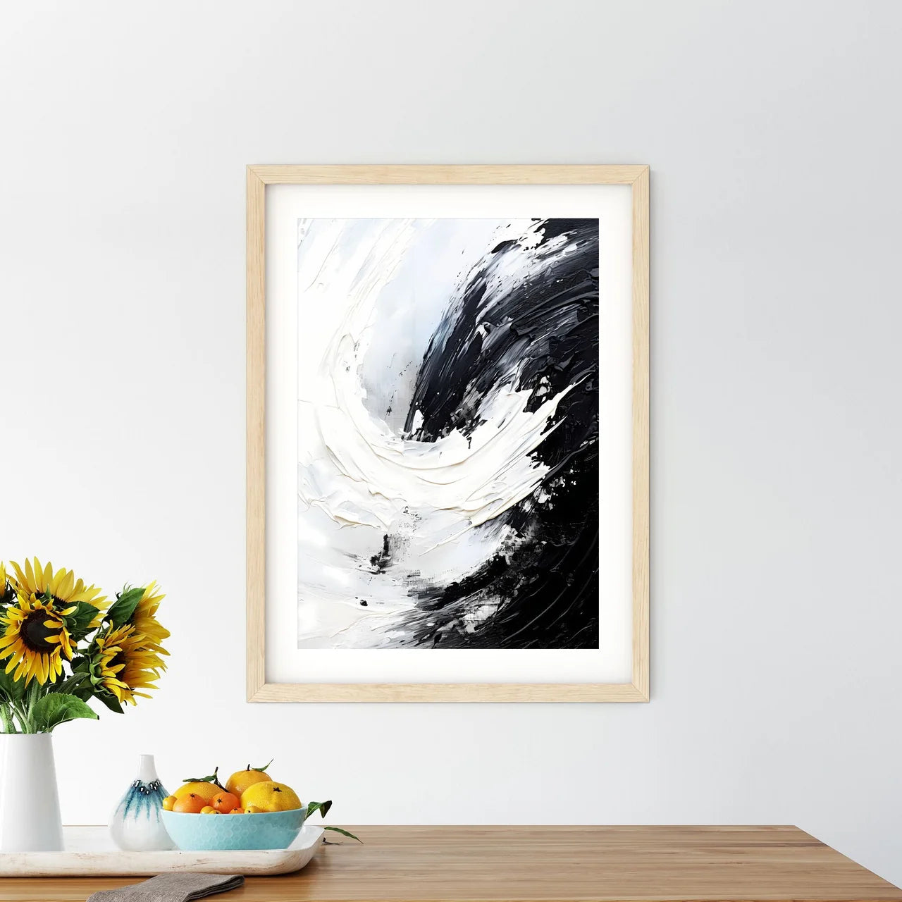 Black And White Brushstroke Art Prin - Kitchen Hangings