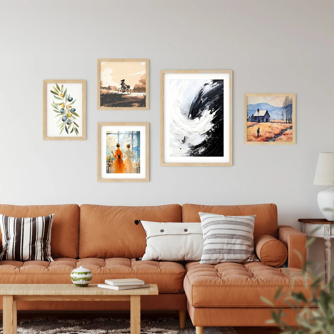 Black And White Brushstroke Art Prin Framed Print