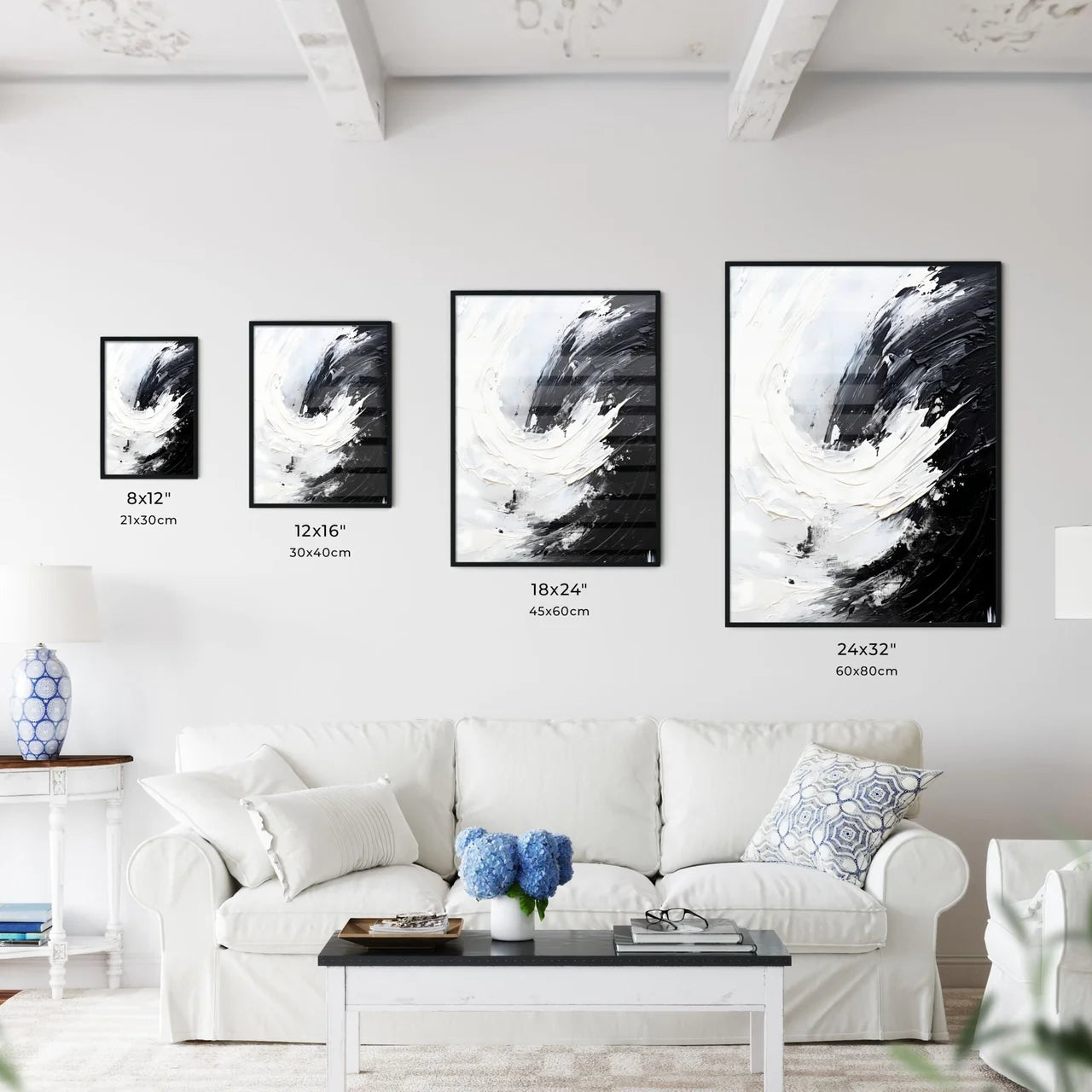 Black And White Brushstroke Art Prin Wall Art