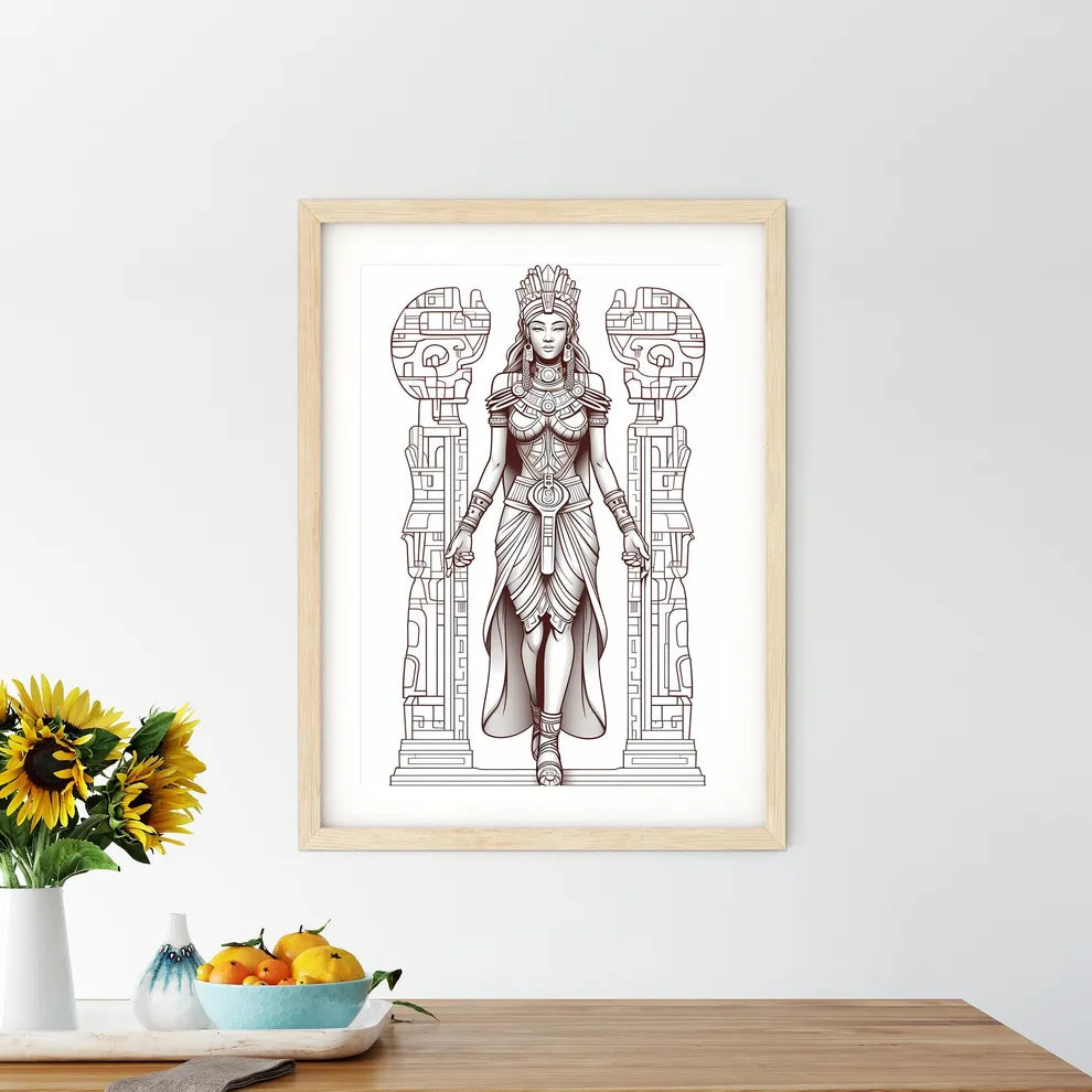 Drawing Of A Woman In A Garment Art Prin - Kitchen Hangings