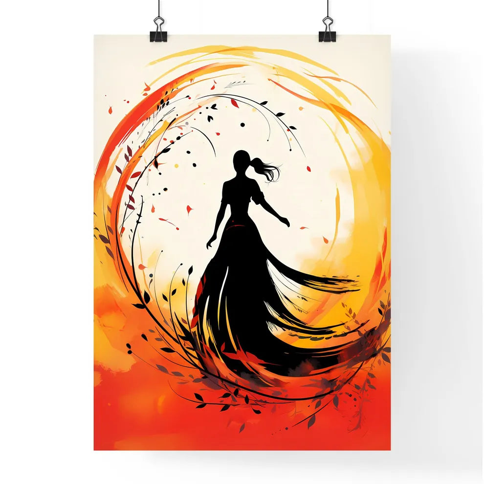 Silhouette Of A Woman In A Long Dress Art Pr Poster
