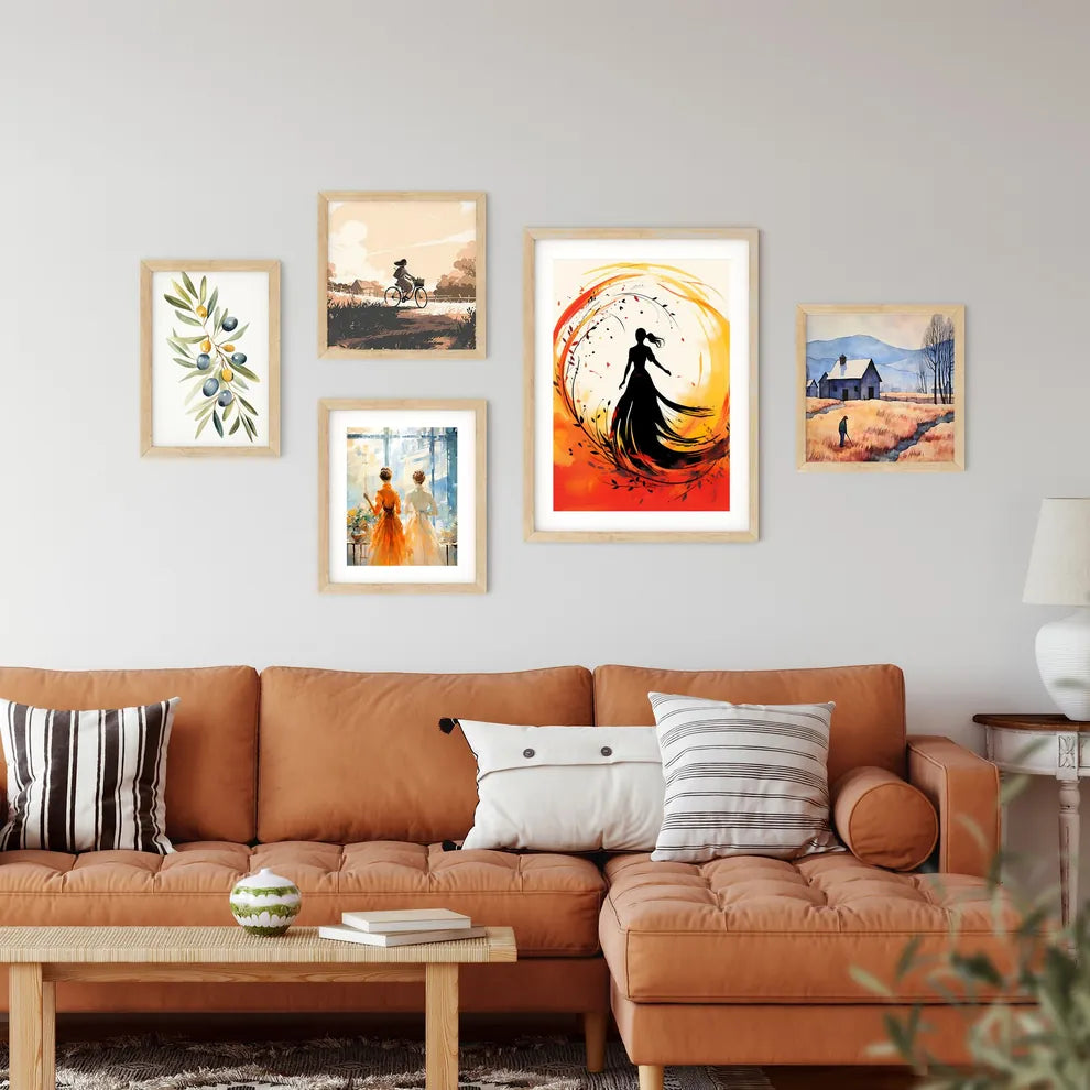 Silhouette Of A Woman In A Long Dress Art Pr Framed Print