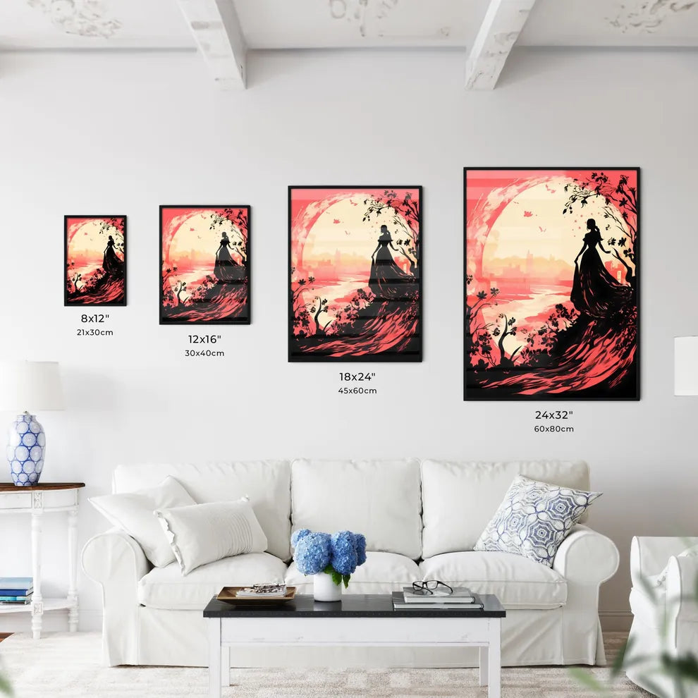 Silhouette Of A Woman In A Long Dress Art Pr Wall Art