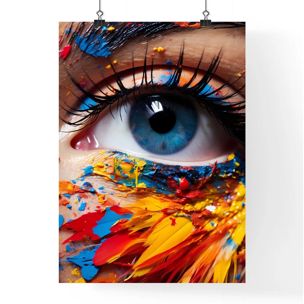 Close Up Of A Womans Eye With Colorful Paint Poster