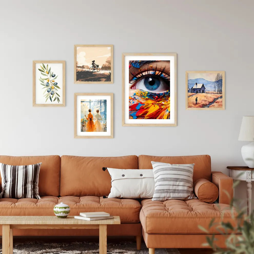 Close Up Of A Womans Eye With Colorful Paint Framed Print