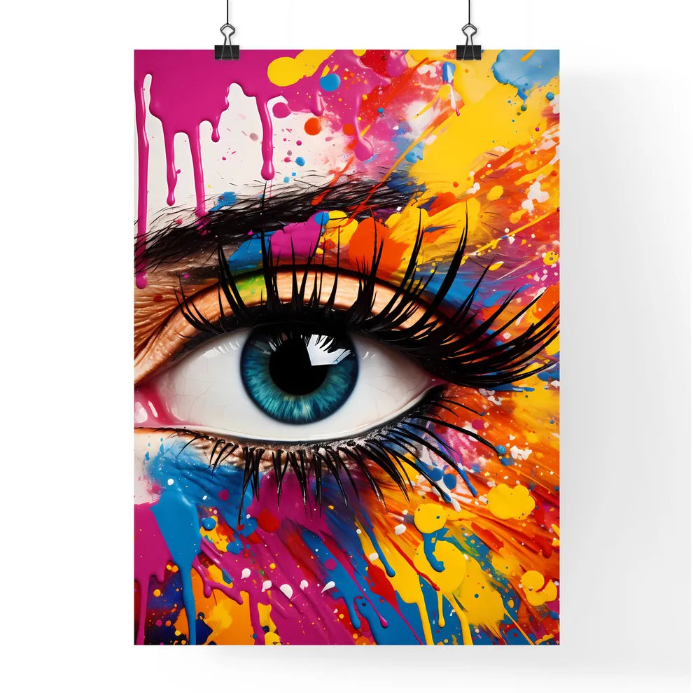 Close Up Of An Eye With Colorful Paint Art P Poster