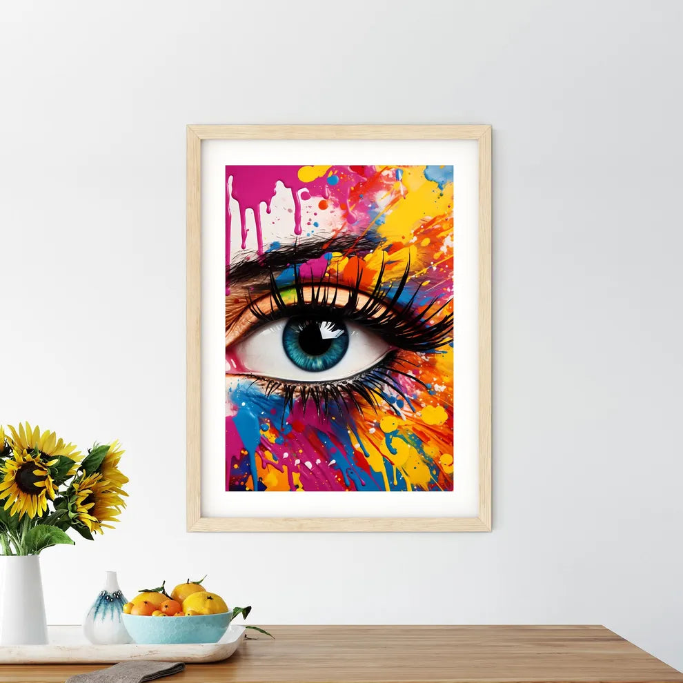 Close Up Of An Eye With Colorful Paint Art P - Kitchen Hangings