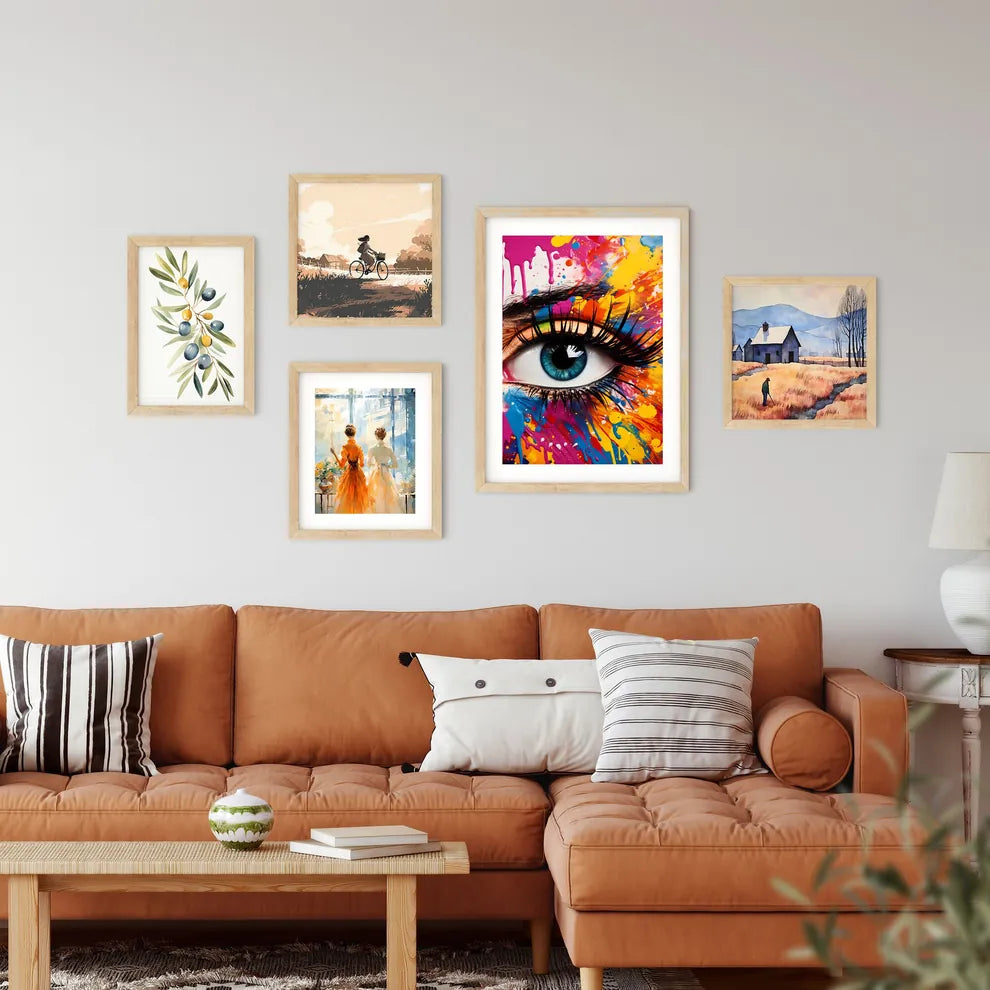 Close Up Of An Eye With Colorful Paint Art P Framed Print