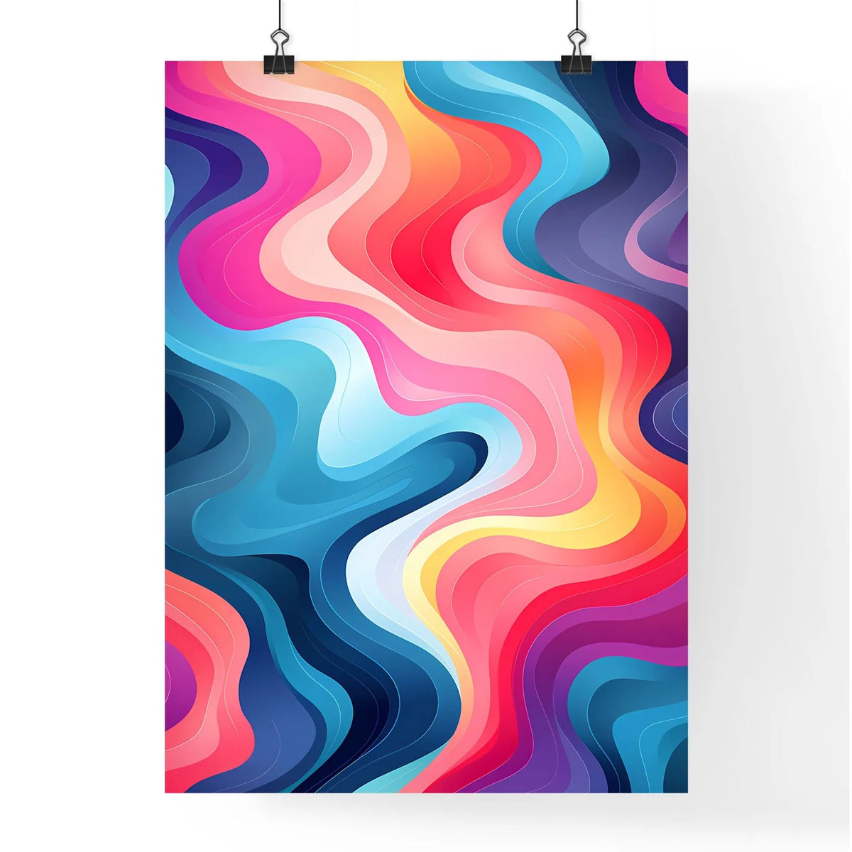 Colorful Background With Wavy Lines Art Prin Poster