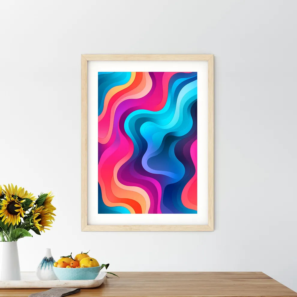 Colorful Background With Wavy Lines Art Prin - Kitchen Hangings