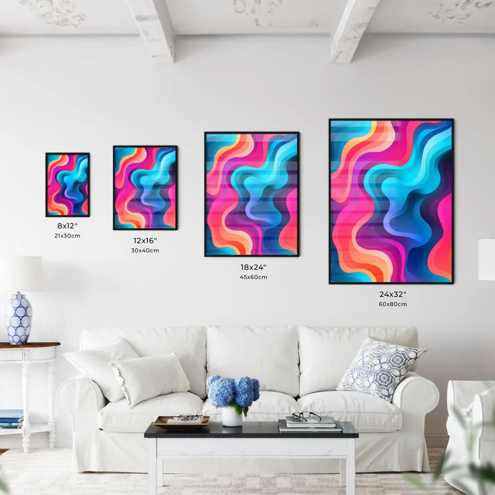 Colorful Background With Wavy Lines Art Prin Wall Art