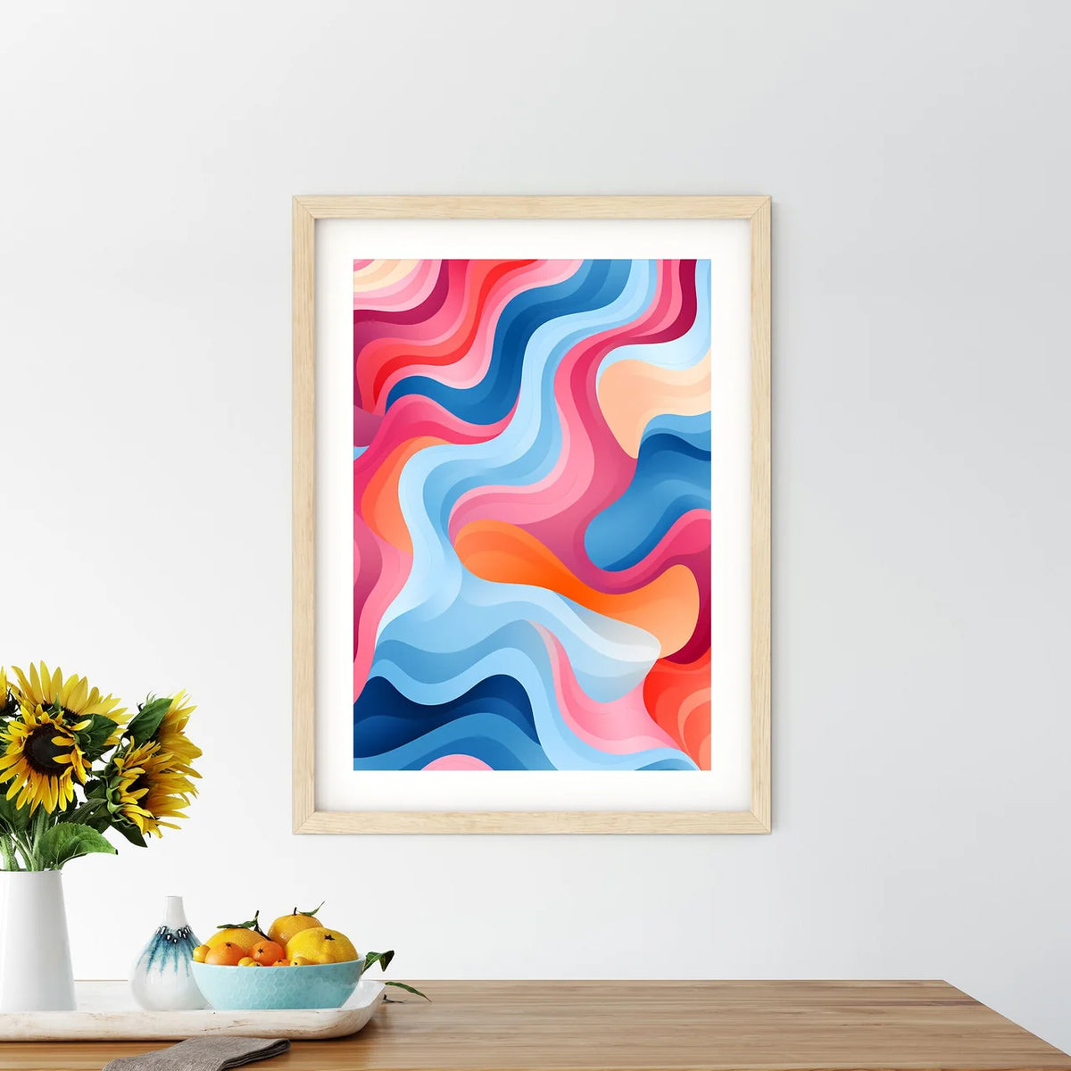 Colorful Background With Waves Art Prin - Kitchen Hangings