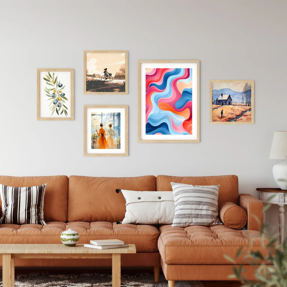 Colorful Background With Waves Art Prin Framed Print
