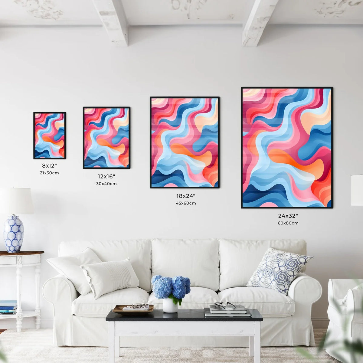 Colorful Background With Waves Art Prin Wall Art