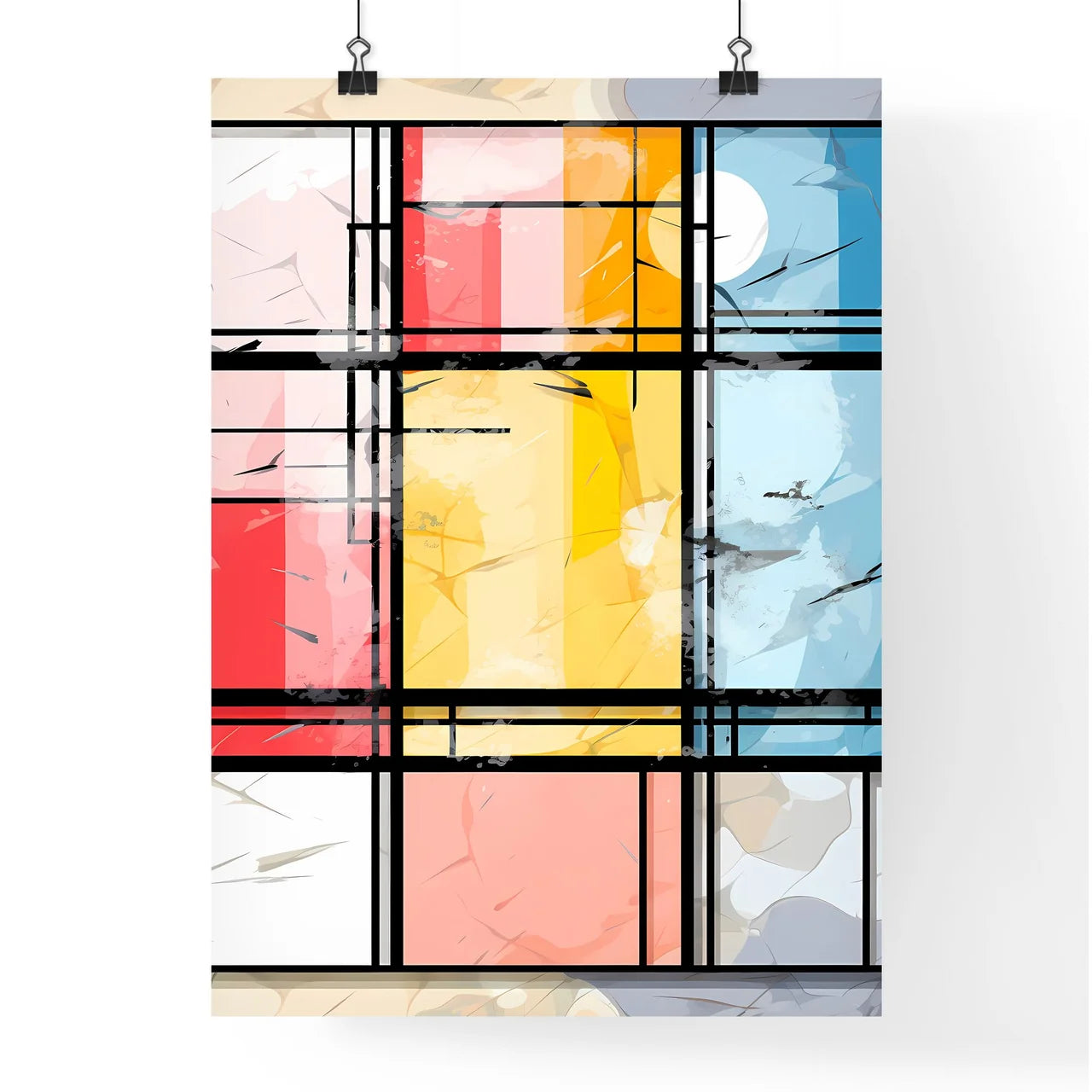 Colorful Squares With Black Lines Art Prin Poster