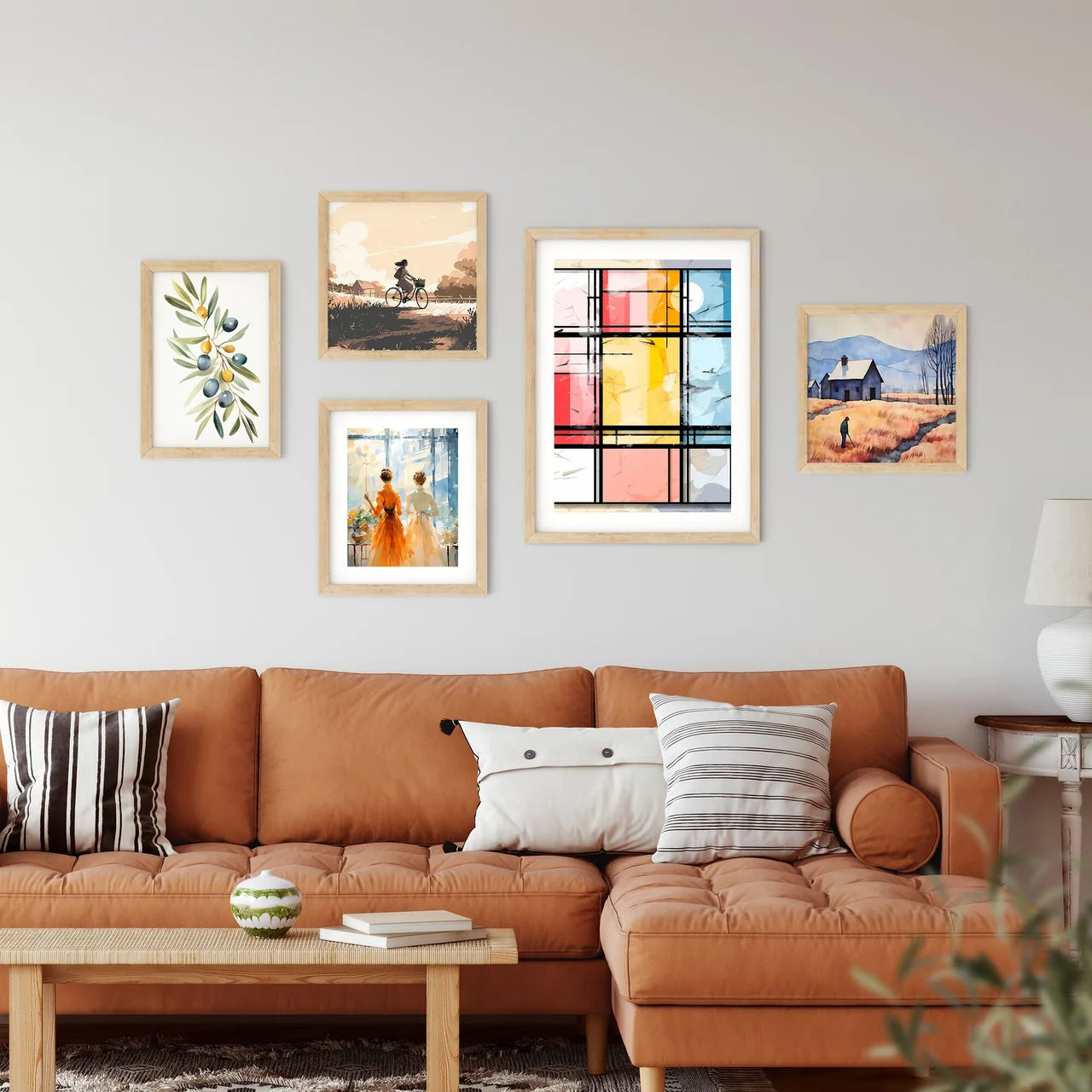 Colorful Squares With Black Lines Art Prin Framed Print