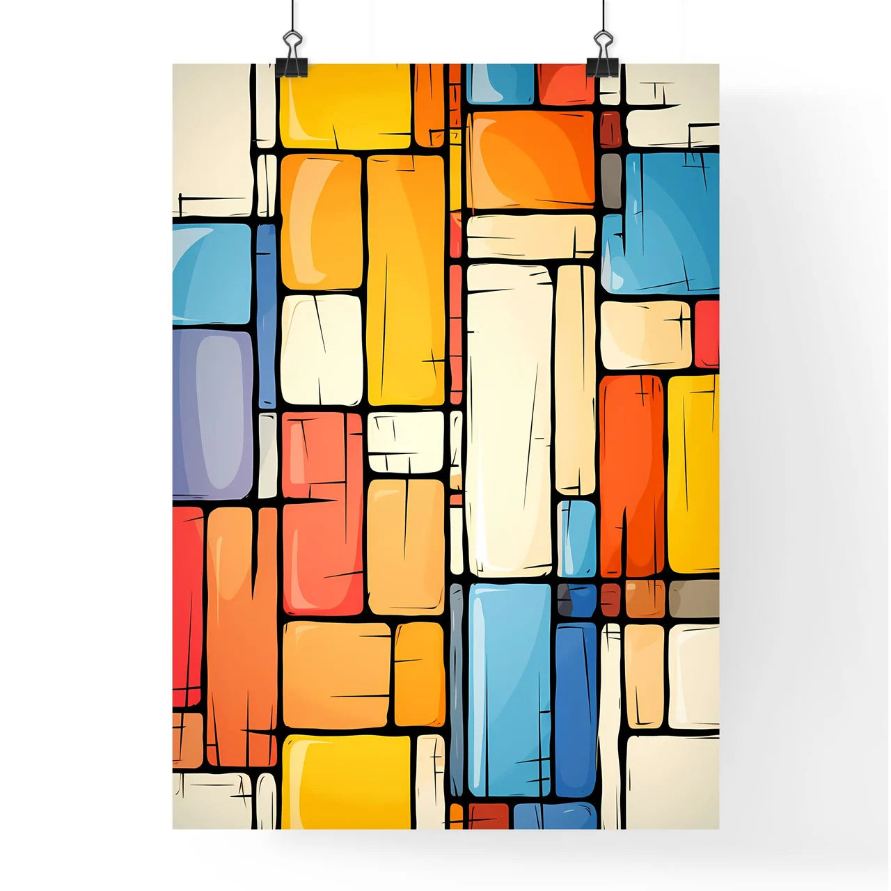 Colorful Rectangular Shapes On A White Backg Poster