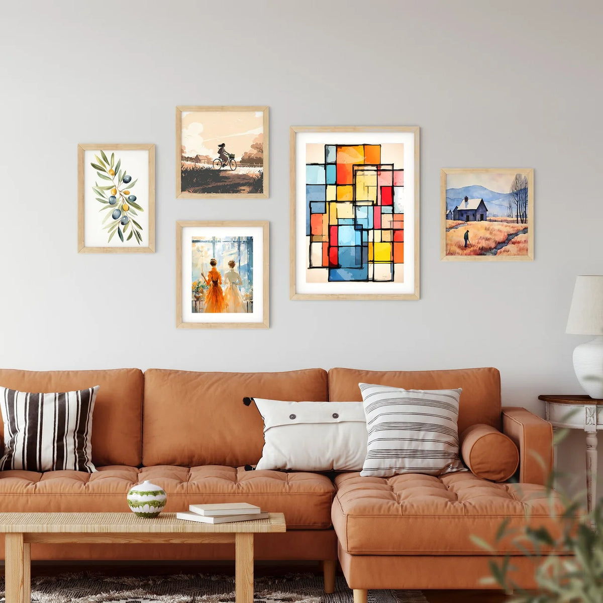 Colorful Squares With Black Lines Art Prin Framed Print