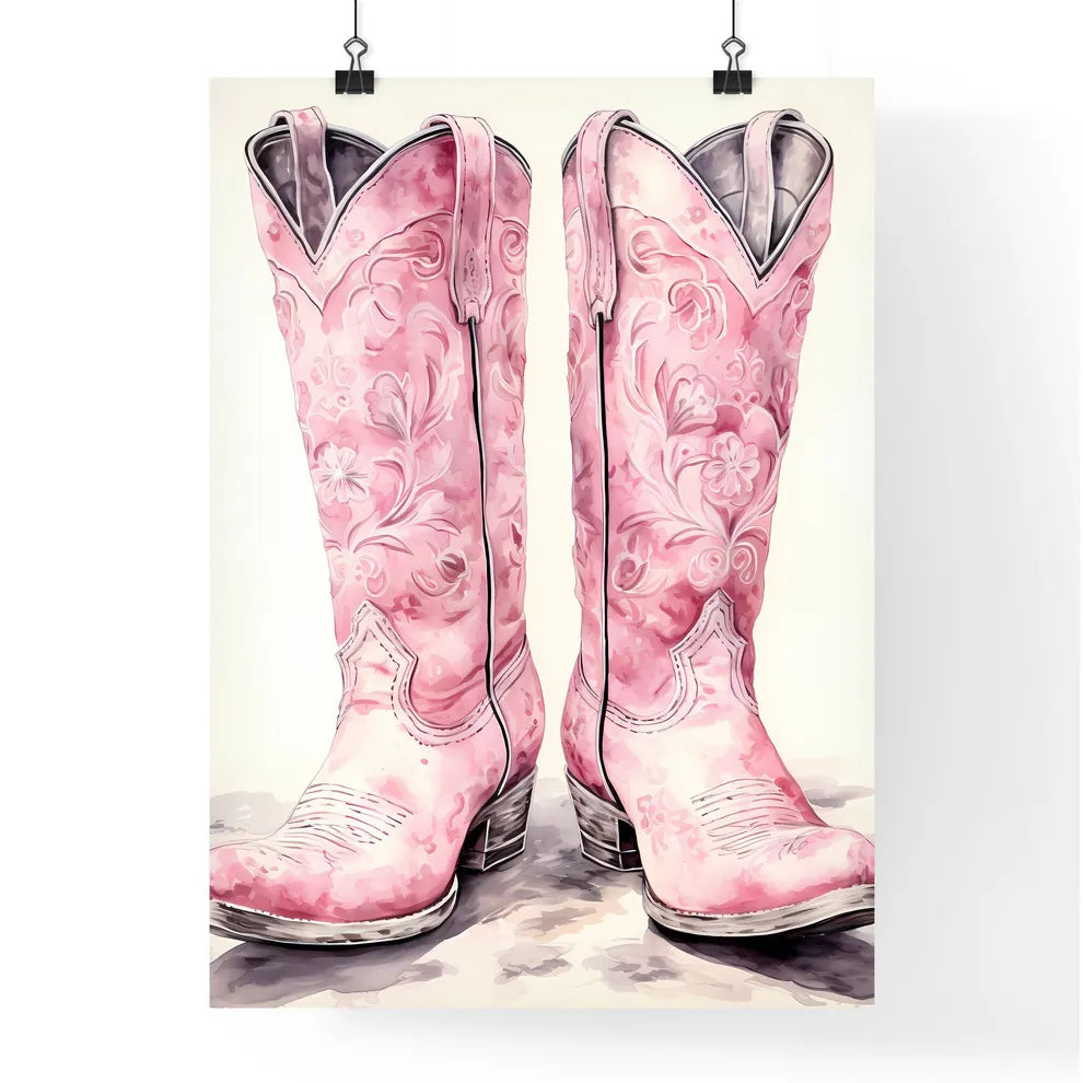 Pair Of Pink Cowboy Boots Art Prin Poster