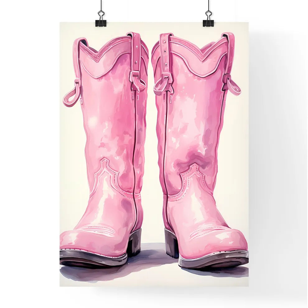 Pair Of Pink Cowboy Boots Art Prin Poster