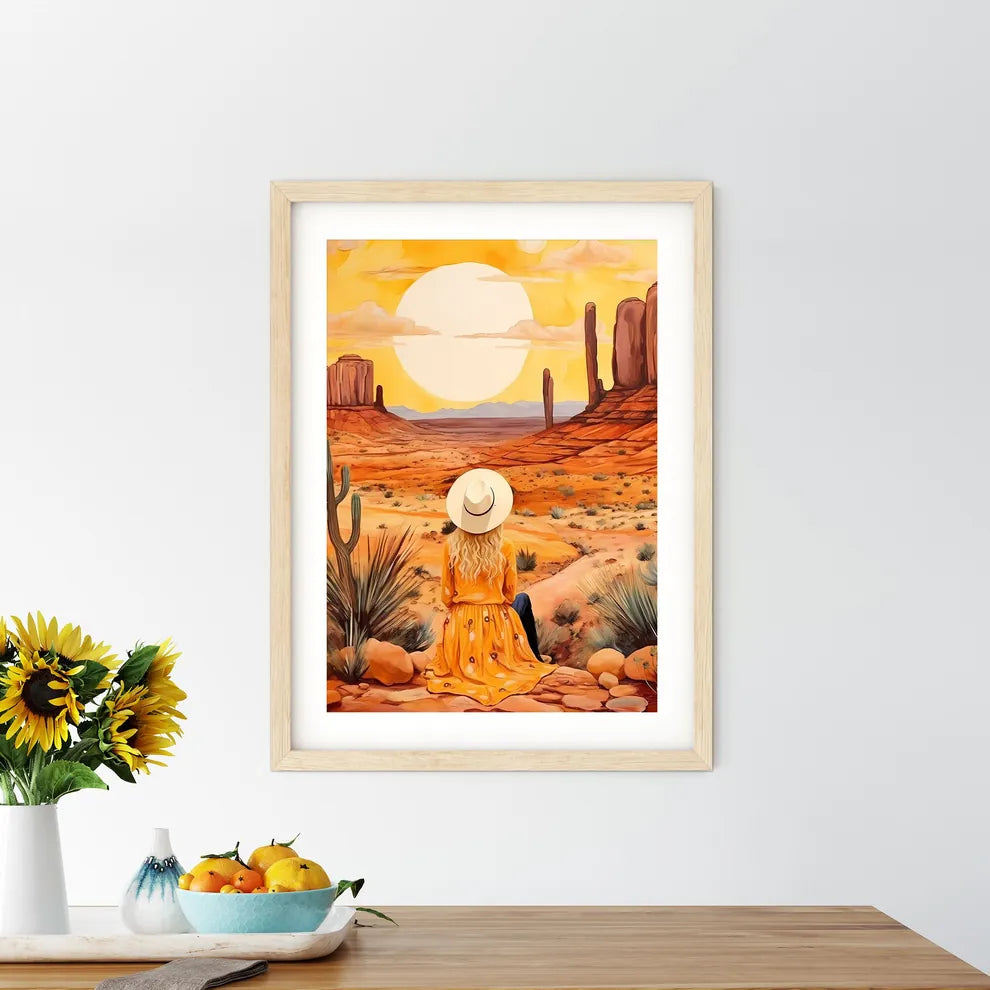 Woman Sitting In A Desert Art Prin - Kitchen Hangings