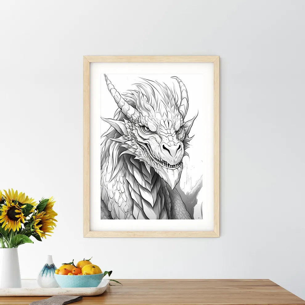Drawing Of A Dragon Art Print Size Chart