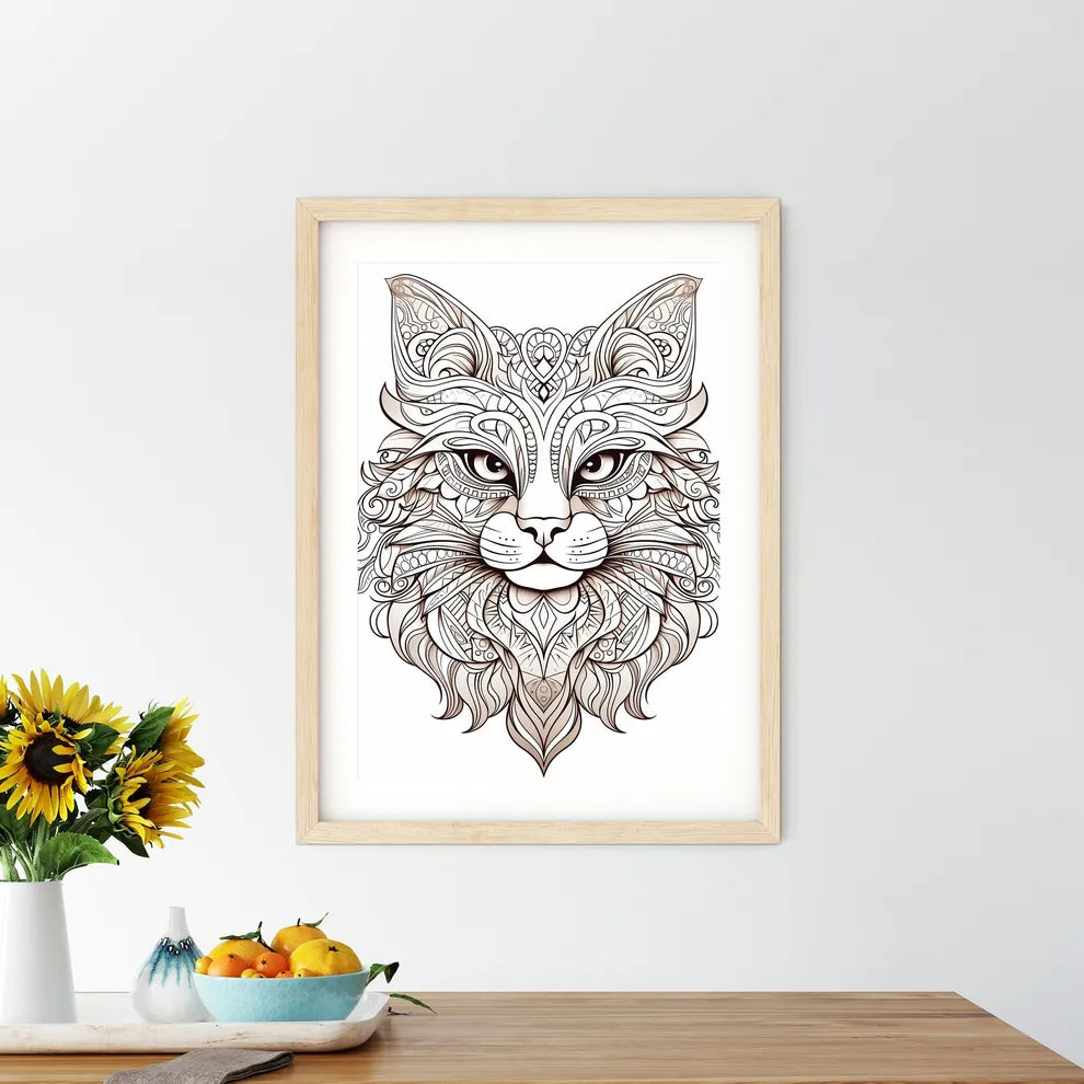 Drawing Of A Cat Art Print Size Chart