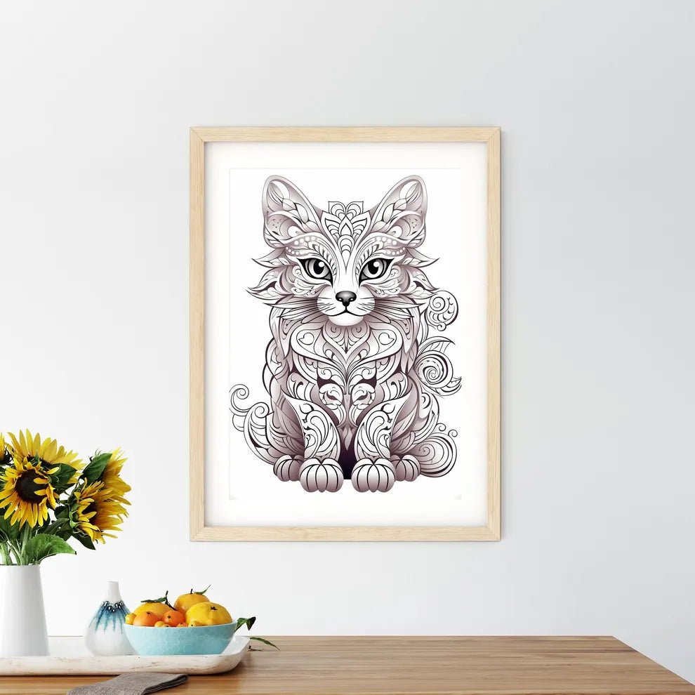 Cat With Ornate Patterns Art  Size Chart