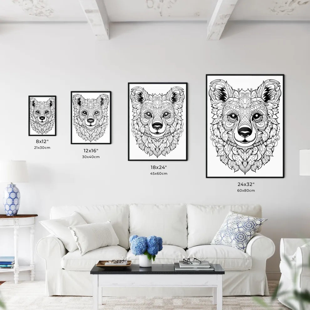 Black And White Drawing Of A  Art Print