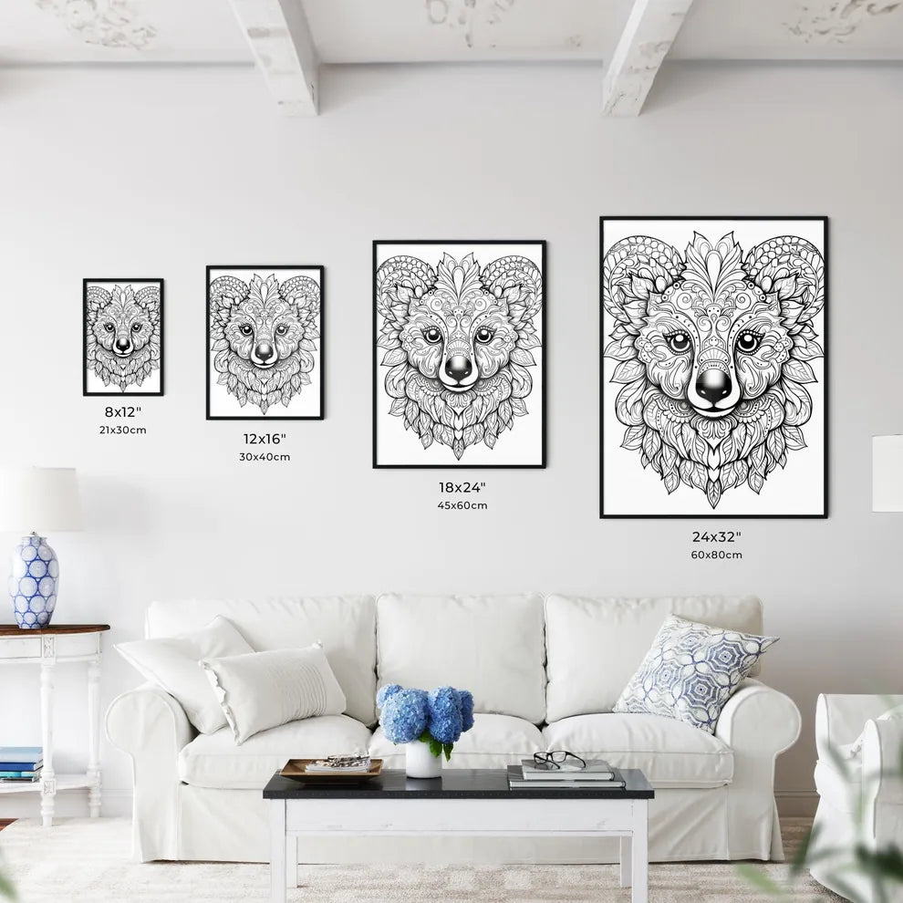 Black And White Drawing Of A  Art Print