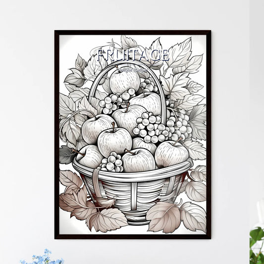 Basket Of Fruit And Leaves Art Prin - Framed Art Print
