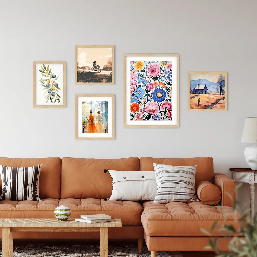 Colorful Flower Painting On A White Surface  Framed Print