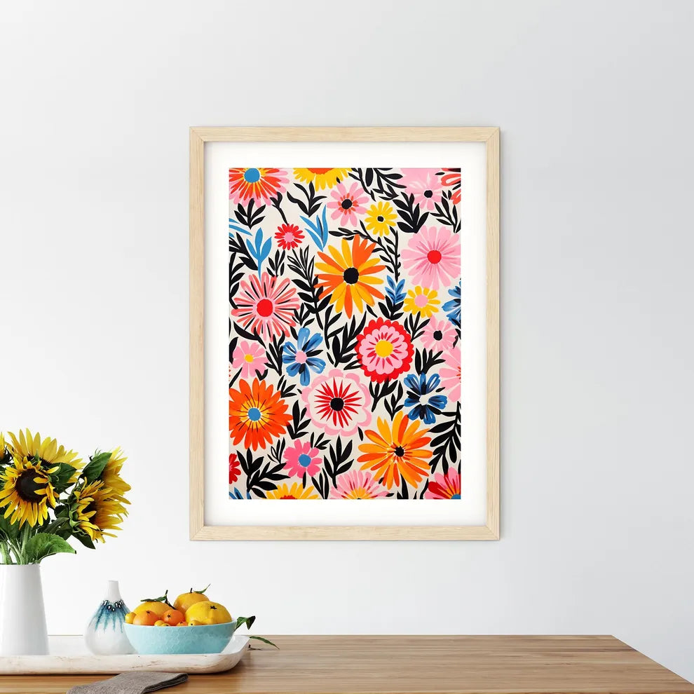 Colorful Flower Pattern On A White Surface A - Kitchen Hangings