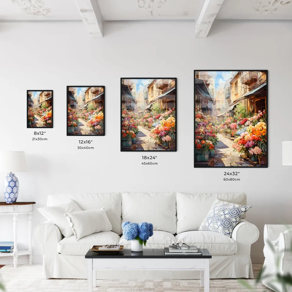 Street With Flowers In Pots Art Print Interior Design