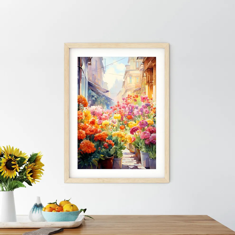 Colorful Flowers In A Street Art Print Size Chart