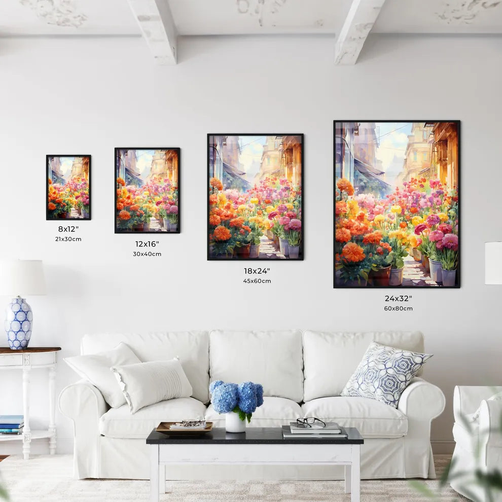 Colorful Flowers In A Street Art Print Interior Design