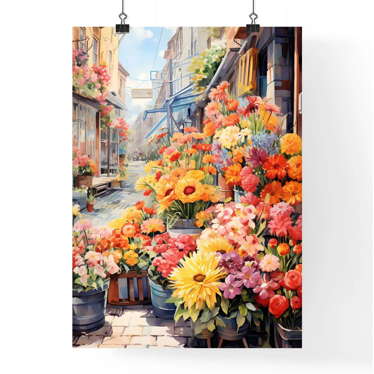 Street With Flowers On It Art Print Poster