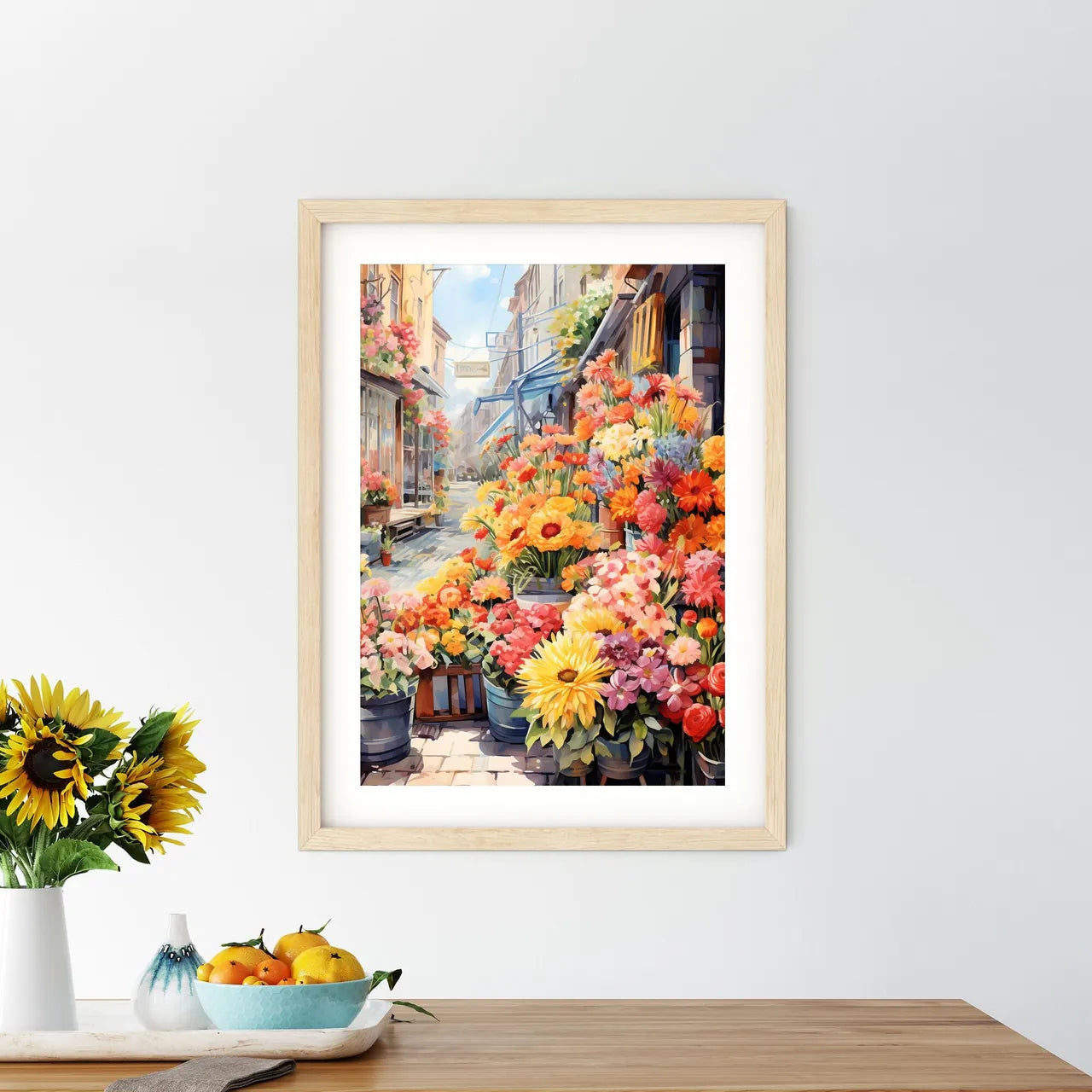 Street With Flowers On It Art Print Size Chart