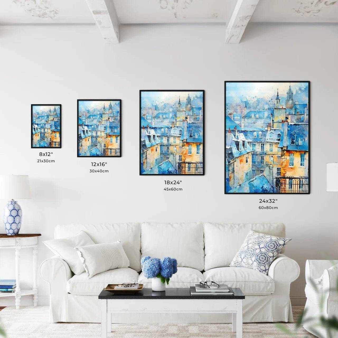 Watercolor Of A City Art Print Interior Design