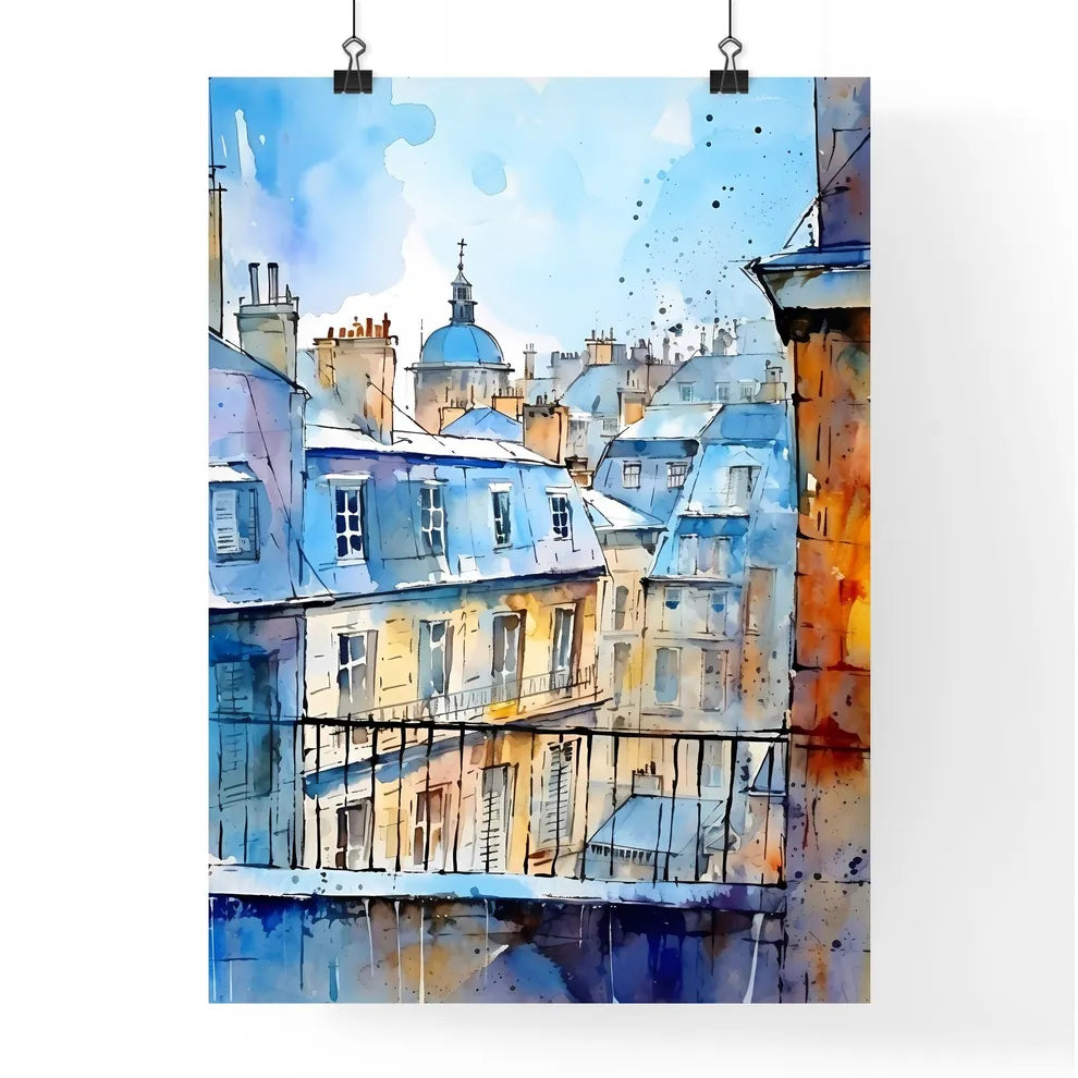 Watercolor Of A City Art Print Poster