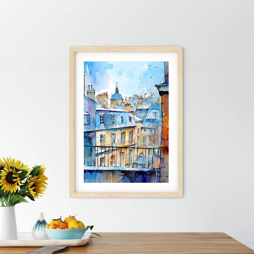 Watercolor Of A City Art Print Size Chart