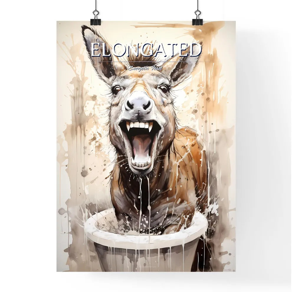 Donkey With Its Mouth Open Ar Poster