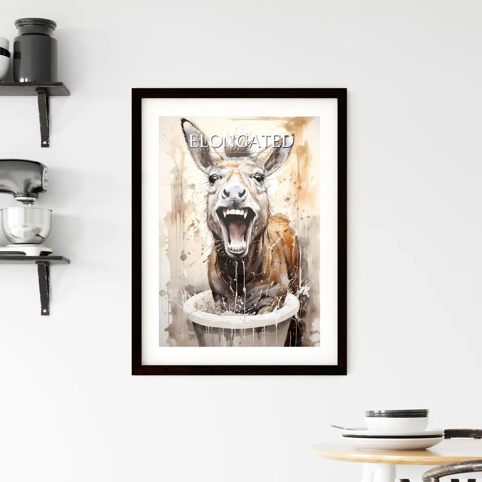 Donkey With Its Mouth Open Ar Framed Print