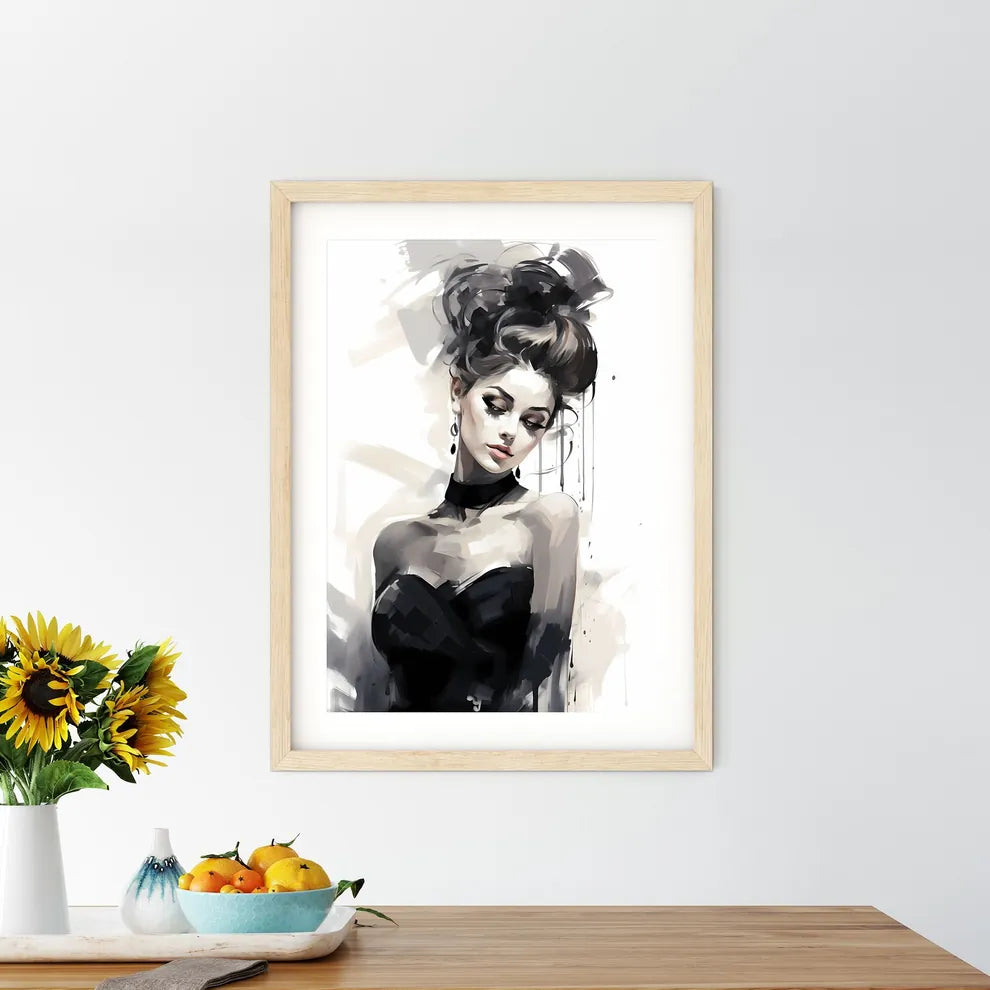 Woman With A High Bun Art Prin - Kitchen Hangings