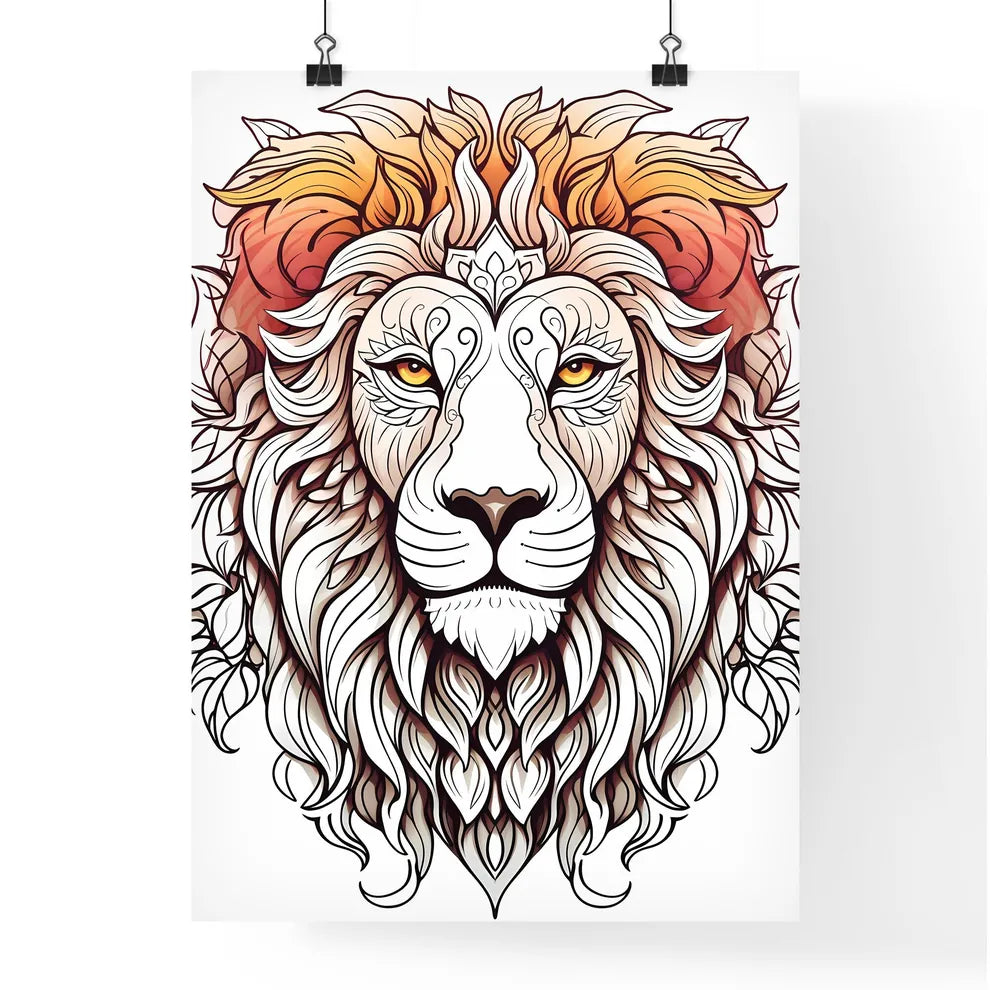 Lion With Ornate Mane And Lea Poster