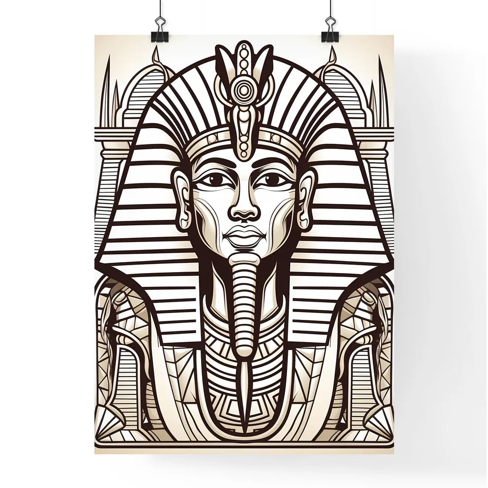 Black And White Drawing Of A Man In A Egypti Poster