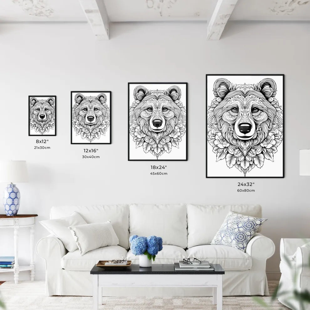 Black And White Drawing Of A  Art Print