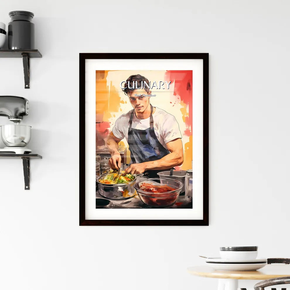 Man In An Apron Cooking Art Prin Hangings