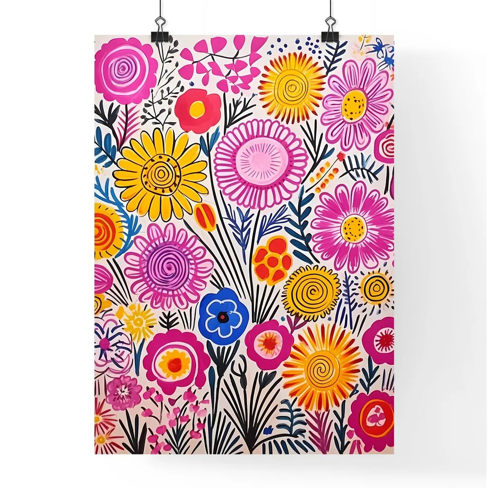 Painting Of Flowers On A White Surface Art P Poster